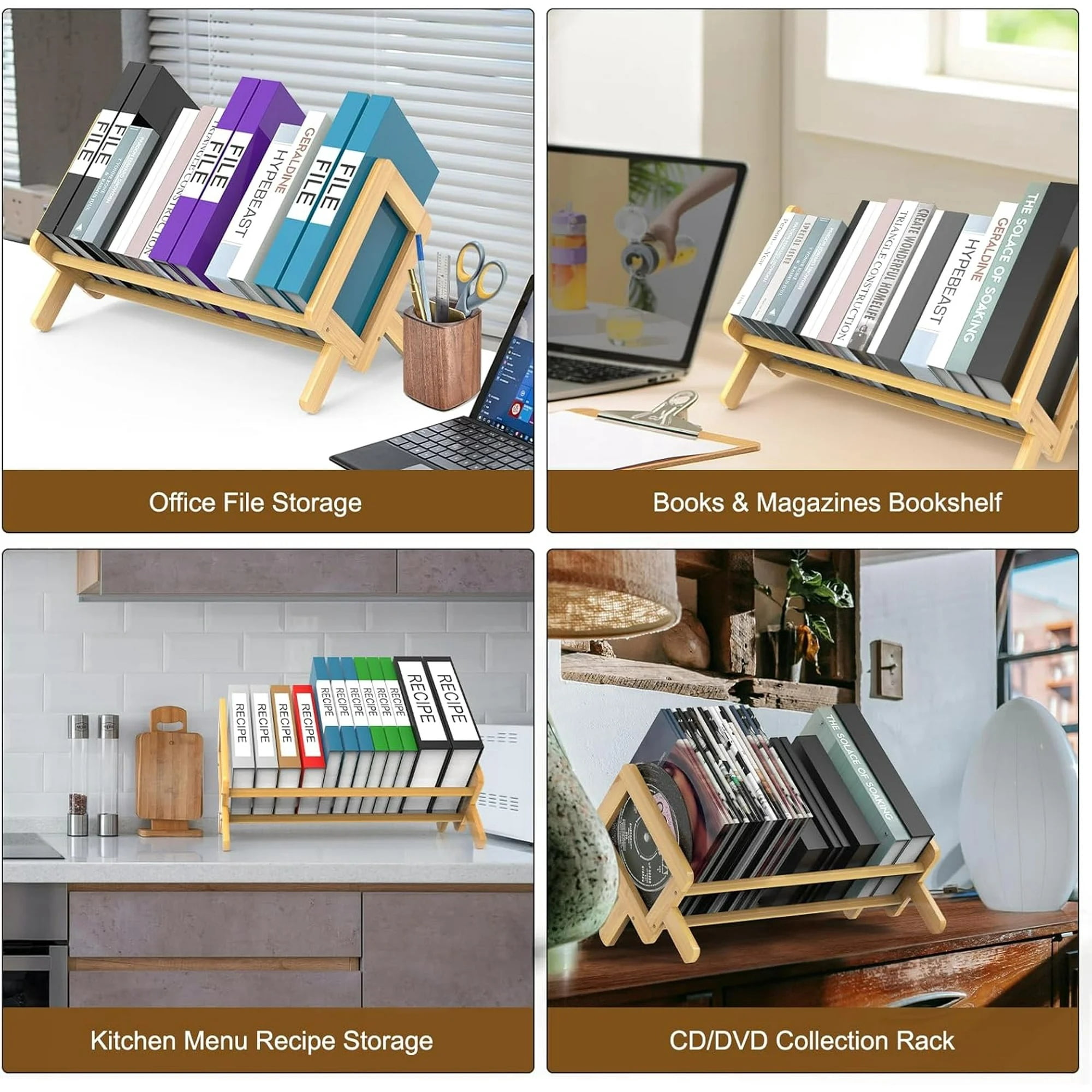 MTYIQS Wood Desktop Bookshelf,Small Bookcase Organizer Tilting Bookshelves Storage Rack Display Stand for Living Room/Office Supplies Storage,Suitable for children, adolescents