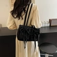 thumbnail image 4 of LHSHID Women Plain Drawstring Tote Bag with Canvas Large Tote Handbag Zipper Female Dating Bag Large Capacity Solid Undera, 4 of 9