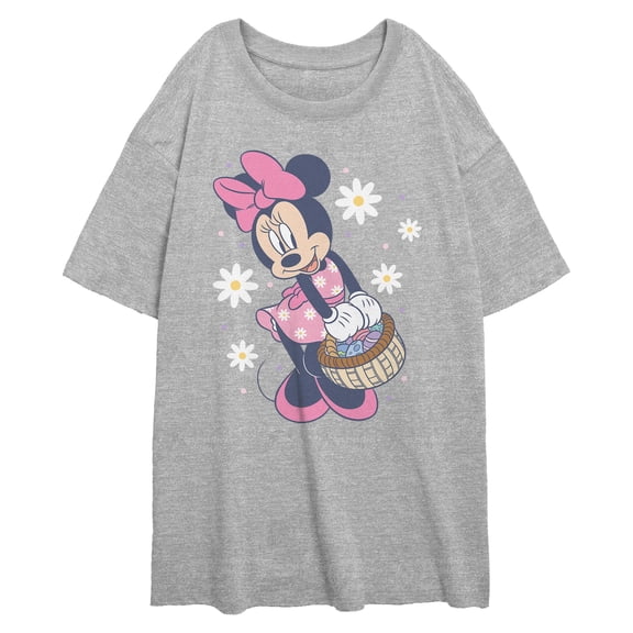 Juniors Minnie Mouse Floral Easter Basket T Shirt