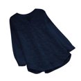 thumbnail image 1 of Women Loose Eye-catching Nature Reverse Solid Color Long Sleeve Cotton linen Blouse(Navy,XXL), 1 of 5