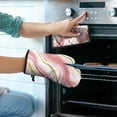 thumbnail image 2 of Pink and Gold Marble Texture Kitchen Oven Mitt and Pot Holder Sets 2 Pcs for Baking, Cooking and Grilling, Heat Resistant Up To 392 °F, 2 of 7