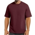 thumbnail image 2 of Fengqque Men's Fashion Casual Solid Color Short Sleeve Round Neck T-Shirt Classic Casual Loose Shirts Wine XL(XL), 2 of 4