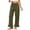 CYZ51-Army Green, variant on Linen Palazzo Pants For Women Button Elastic High Waisted Ruffle Hem Linen Pants Relaxed Fit Lounge Baggy Pant With Pockets Blue M