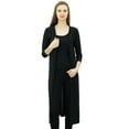 thumbnail image 2 of Bimba Women Spandex Soft Drape Long Shrug Cardigan 3/4 Sleeve Casual Longline Coverup Black, 2 of 5