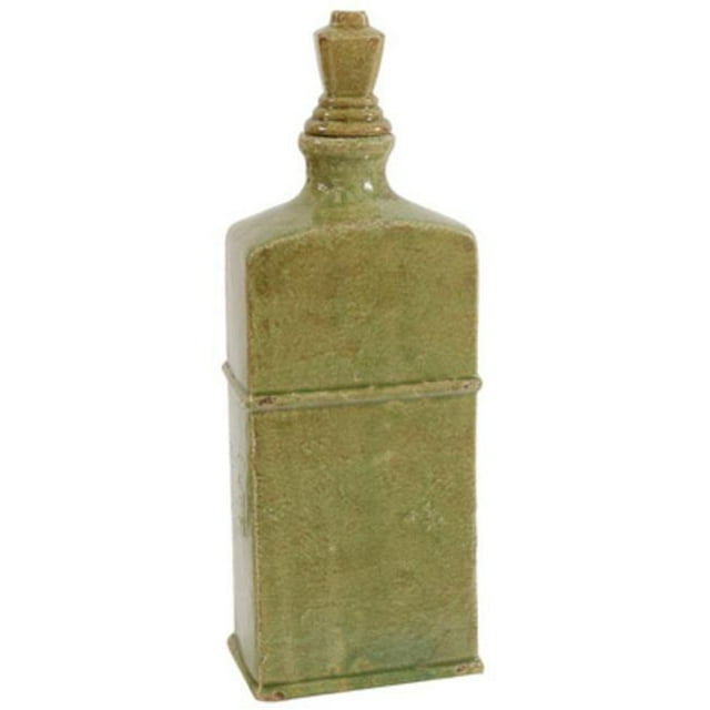 Benzara BM165684 19 x 4.2 x 6.7 in. Rectangular Ceramic Lidded Jar, Green