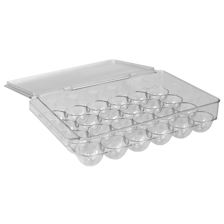 Michael Graves Design Stackable 24 Compartment Plastic Egg Container with  Lid, Clear, KITCHEN ORGANIZATION