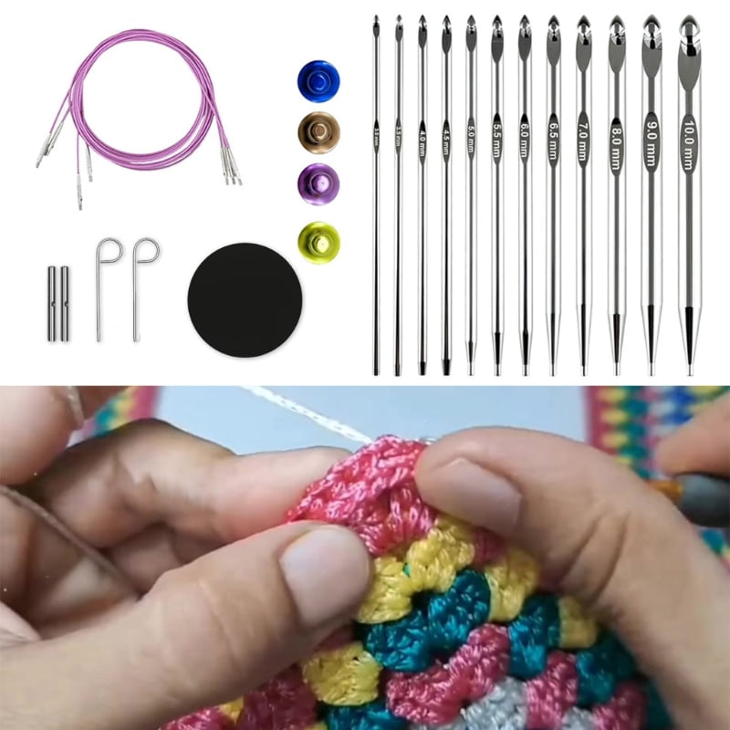 Afghan Tunisian Interchangeable Crochet Hook Carpet Crochet Hook Set 3mm-10.0mm Tunisian Crochet Hook Set