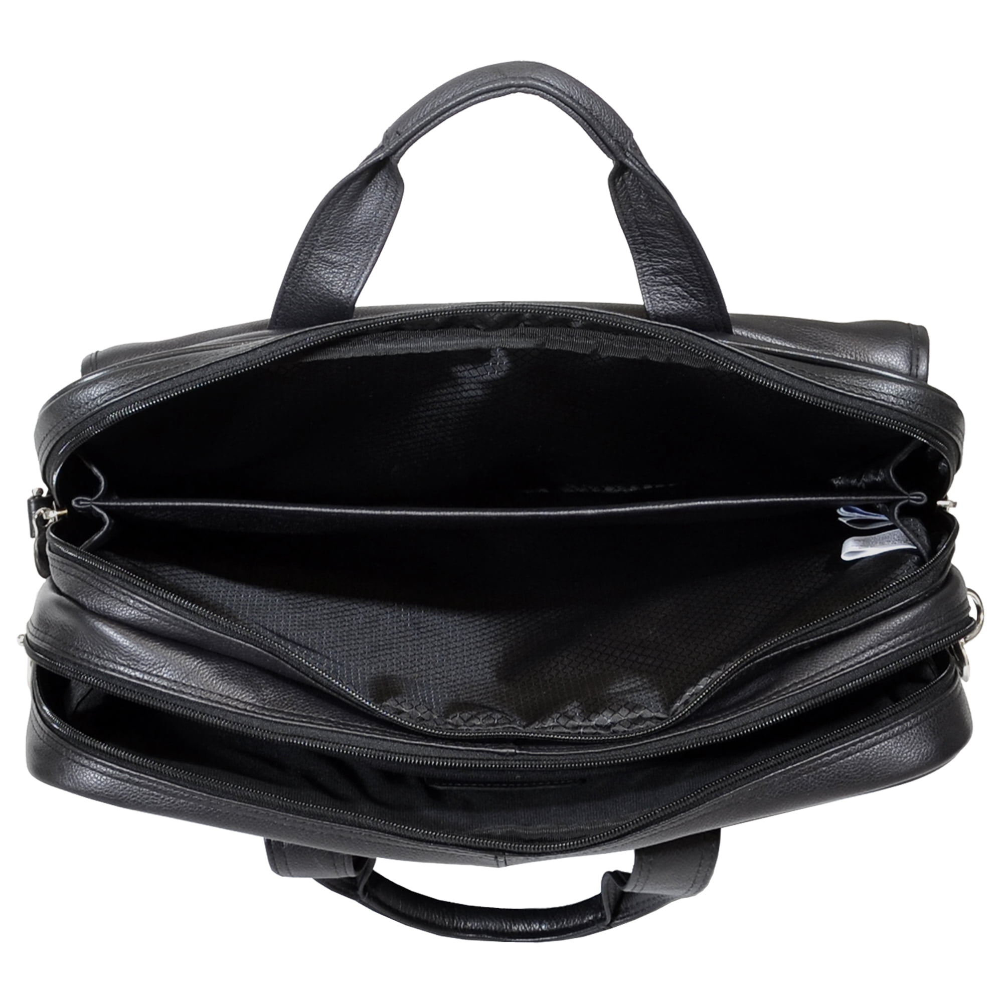 McKlein HYDE PARK, Double Compartment Laptop Briefcase, Top Grain Cowhide Leather, Black (15735C)