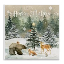 Stupell Industries Inspiring Woodland Animals Landscape Painting Unframed Art Prints Wall Art, 12 x 12