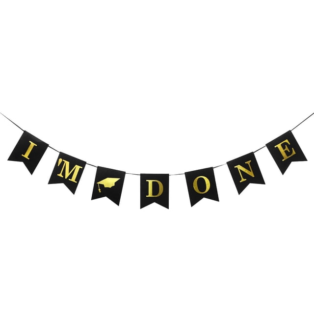KAKOWELY Pancarta de fiesta de graduación con el lema "He terminado mi doctorado", pancarta colgante de papel para fiesta de graduación de estudiantes de posgrado (2,5 m)