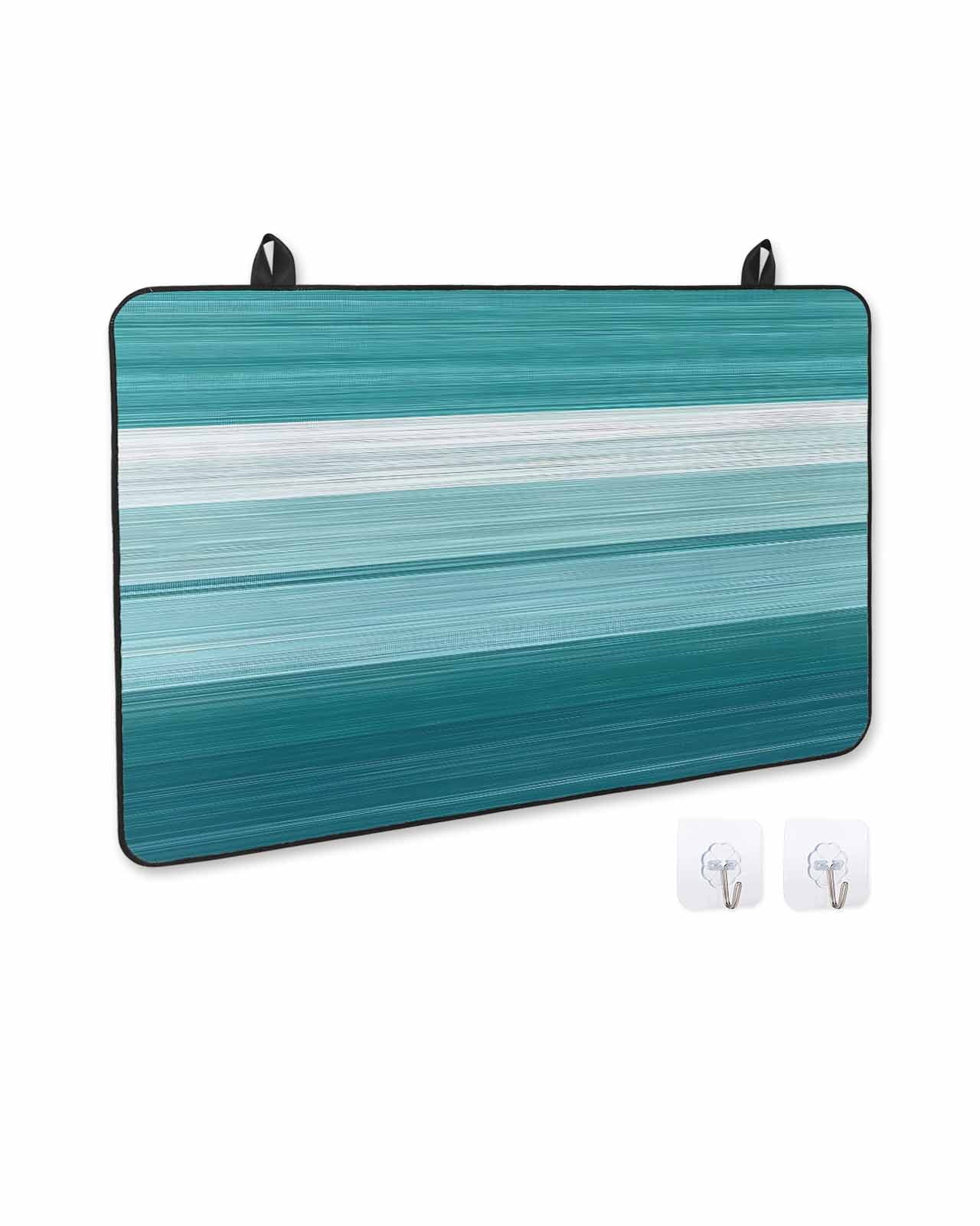 nqOlkjepod Large Induction Cooktop Protector Mat 24"x21", Teal Green Ombre Stripes Stove Top Covers for Electric Stove, Modern Farmhouse Lines Art Stove Burner Cover Mats, Glass Top Stove Cover