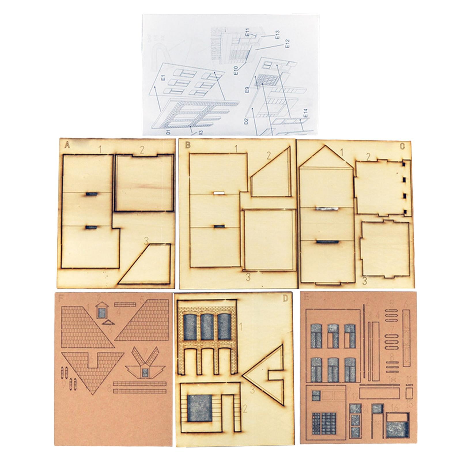 1/87 Building Model House DIY Wooden House Assemble Unassembly Handmade 1/87 Building Model Kits for Scenery Layout Micro Landscapes Decor
