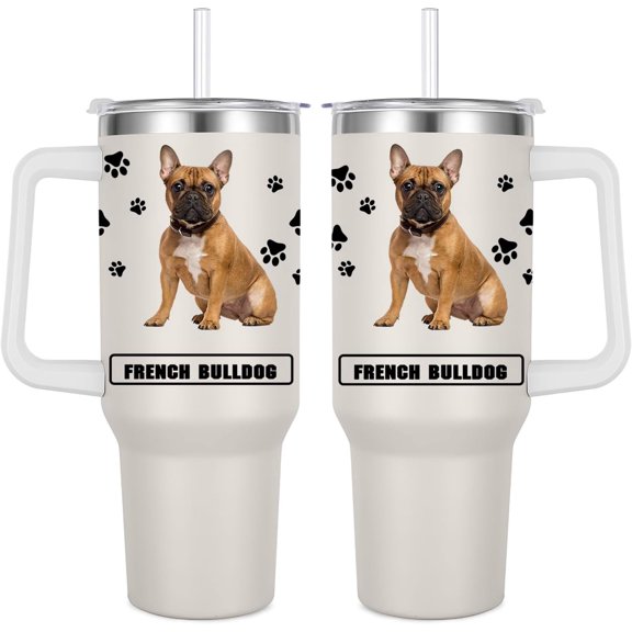 French Bulldog Gift for Dog Owner,40oz French Bulldog Tumbler with Handle Insulated Reusable Stainless Steel Travel Water Bottle (Color 1)