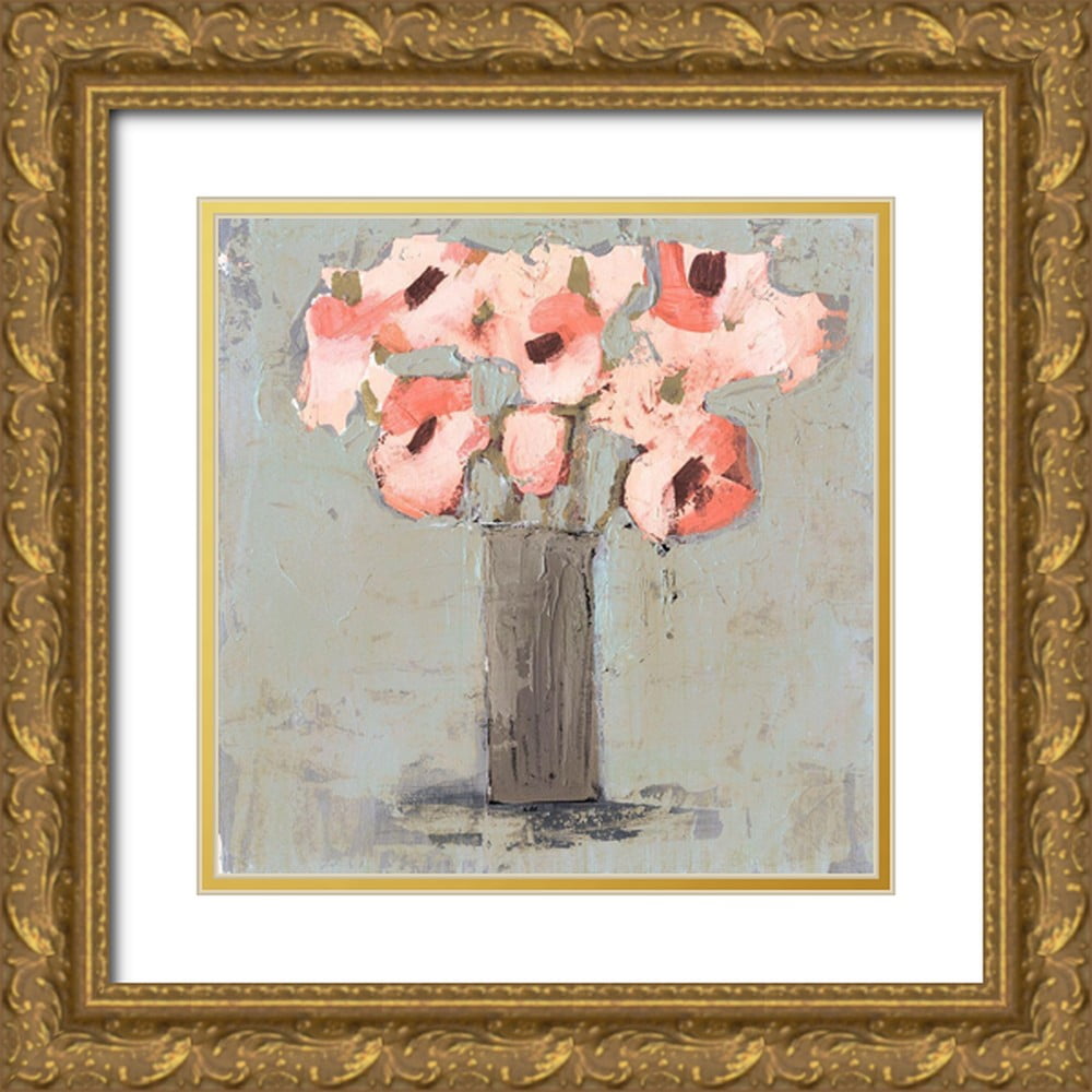 Borges Victoria 15x15 Gold Ornate Wood Framed with Double Matting Museum Art Print Titled - Pale Rustic Bouquet I