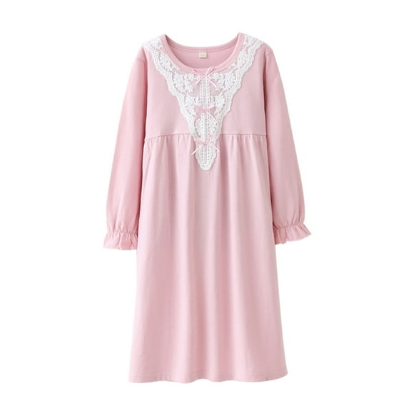 Girls Nightgowns Summer Soft Comfy Nightdress Sleepwear Long Sleeve Nightie Dress 3-14 Years