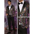 thumbnail image 5 of Unique Bargains Men's Sequin Peak Lapel Color Block Shiny Sparkle Sports Coat Blazer L Multicolor, 5 of 6
