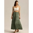 thumbnail image 6 of Mawalde Women Tiered Long Skirts Pleated A Line Adjustable Elastic Waist with Drawstring Flowy Long Skirt  Green L, 6 of 10