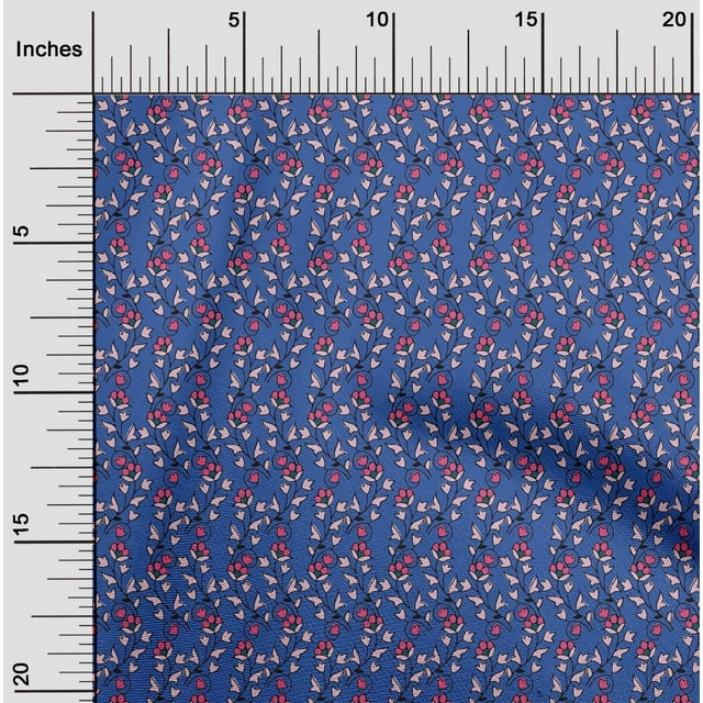 oneOone Cotton Poplin Fabric Leaves & Floral Block Print Sewing Fabric BTY 56 Inch Wide