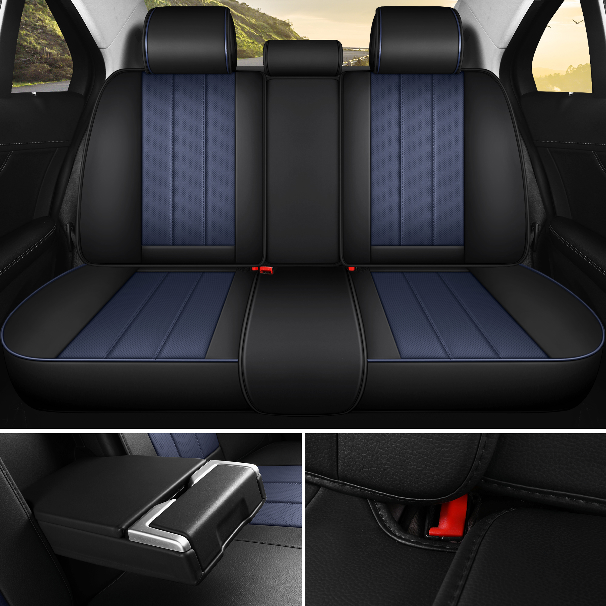 Blue Embroidered Front Seat Covers For Ford Transit Courier – Waterproof Nylon