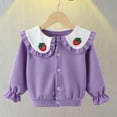 thumbnail image 2 of bbymog Girls' Fashion Cute Cardigan Long Sleeve Turndown Knitted Cardigan Sweaters for Girl Casual Cute Outerwear Baby Girl Clothes Purple Purple, 2 of 3