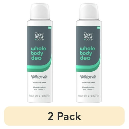 (2 pack) Dove Men +Care Whole Body Deodorant Spray for Men Bamboo & Aloe, 4 oz