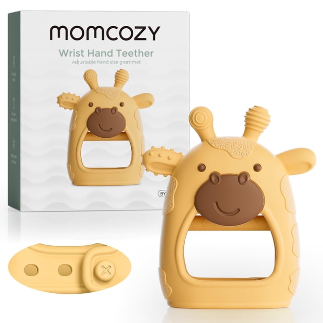 Mordedor para bebés Momcozy, silicona apta para uso alimentario, de 0 a 12 meses, color amarillo