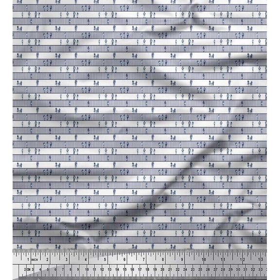 Soimoi Poly Georgette Fabric Human,Check & Stripe Shirting Print Sewing Fabric Yard 42 Inch Wide