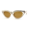 thumbnail image 1 of Full Crowned Rhinestone Studed Classic 20s Gothic Cat Eye Sunglasses Beige Brown, 1 of 4