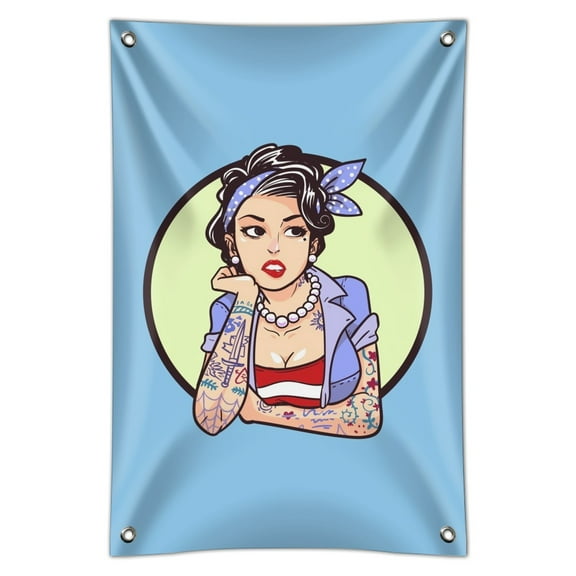 Rockabilly Retro Pin Up Girl With Tattoos Home Business Office Sign