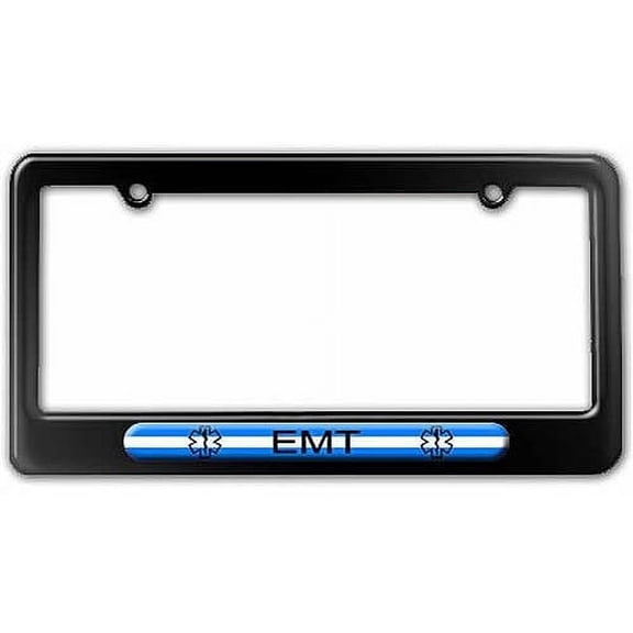 Thin White Line, EMT Star of Life License Plate Tag Frame, Multiple Colors
