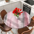 thumbnail image 2 of Pink Gray Ombre Round Tablecloth 55-60 Inch Round Fitted Table Cloth with Elastic Edge, Modern Abstract Art Oil Painting Waterproof Table Cover Protector for Outdoor Picnic Party Dining, 2 of 9