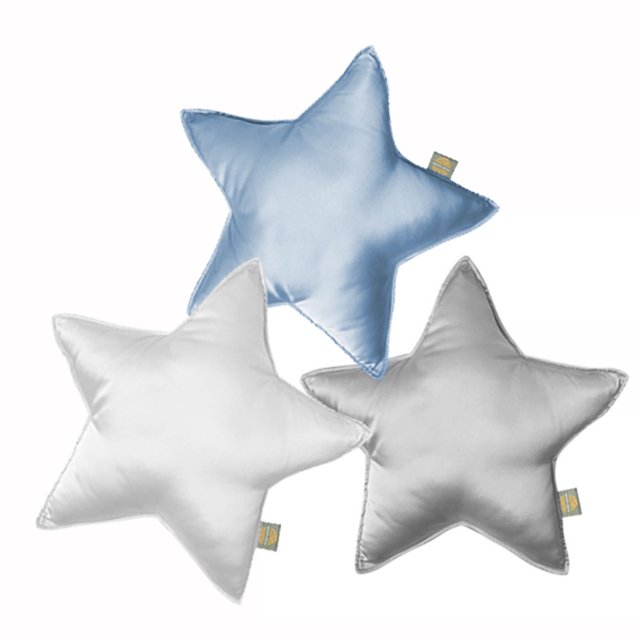 Set cojines decorativos para cuna de bebé Nature Garten Estrellas Satín azul