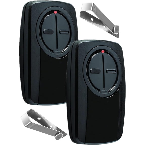 380UT klik5u-bk2 klik3u-bk Garage Door Opener Remote Clicker, 375UT Universal Garage Door Remote for Lift Master Craftsman , Dip Switch (Black 2PCS, Black)