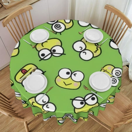 

Keroppi 60 Inch Round Tablecloth Waterproof Spill-Proof Wipeable Fall Table Cloth Wrinkle Free Circle Dining Table Cover For Birthday Farmhouse Coffee Kitchen Decor