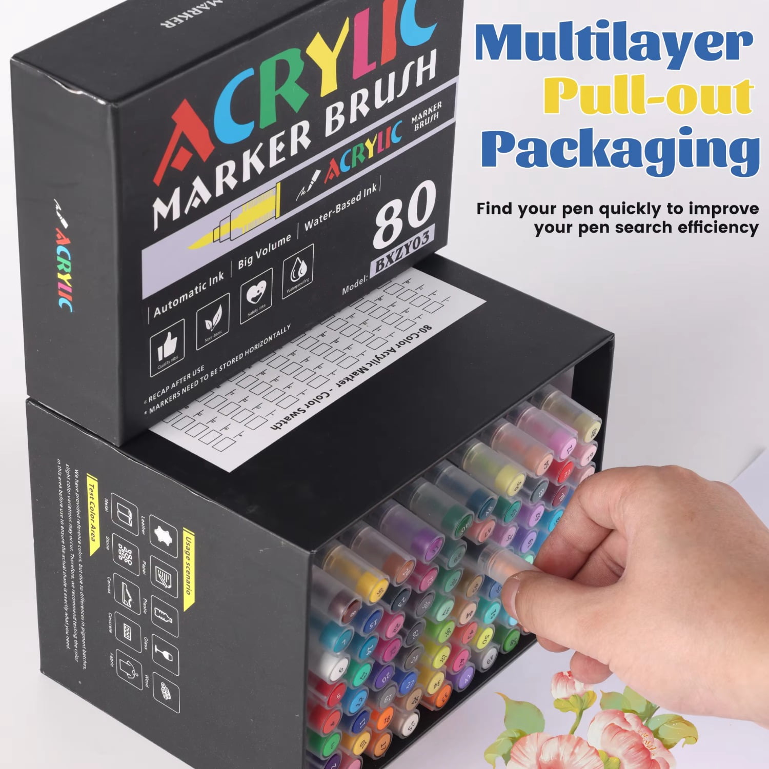 12-60 Colors Direct Liquid Acrylic Paint Marker Sets Professional Drawing Soft Brush Tip Pens Art Supplies Back To Art studio