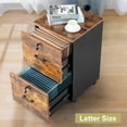 thumbnail image 6 of Ktaxon 2-Drawer Rolling Wood File Cabinet with Lock, Portable Vertical Mobile Wooden Storage Filing Cabinet for Home Office,Rustic Brown and Black, 6 of 11