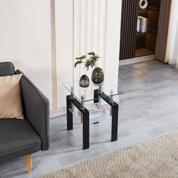 Nmkwnr 2 Pack Tempered Glass Coffee Table Tea Table for Living Room, Office