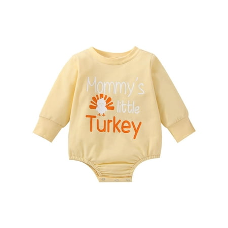

Toddler Kids Girls Boys Thanksgiving Letters Turkey Prints Romper Jumpsuit Cloths For 12-18 Months
