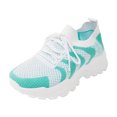 thumbnail image 5 of Womens Platform Sneakers Color Block Knit Mesh Lace up Tennis Shoes Comfortable Arch Support Cushioning Running Shoes Green Size 6, 5 of 6