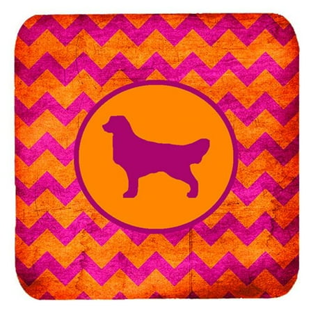 

Golden Retriever Chevron Pink And Orange Foam Coasters Set Of 4