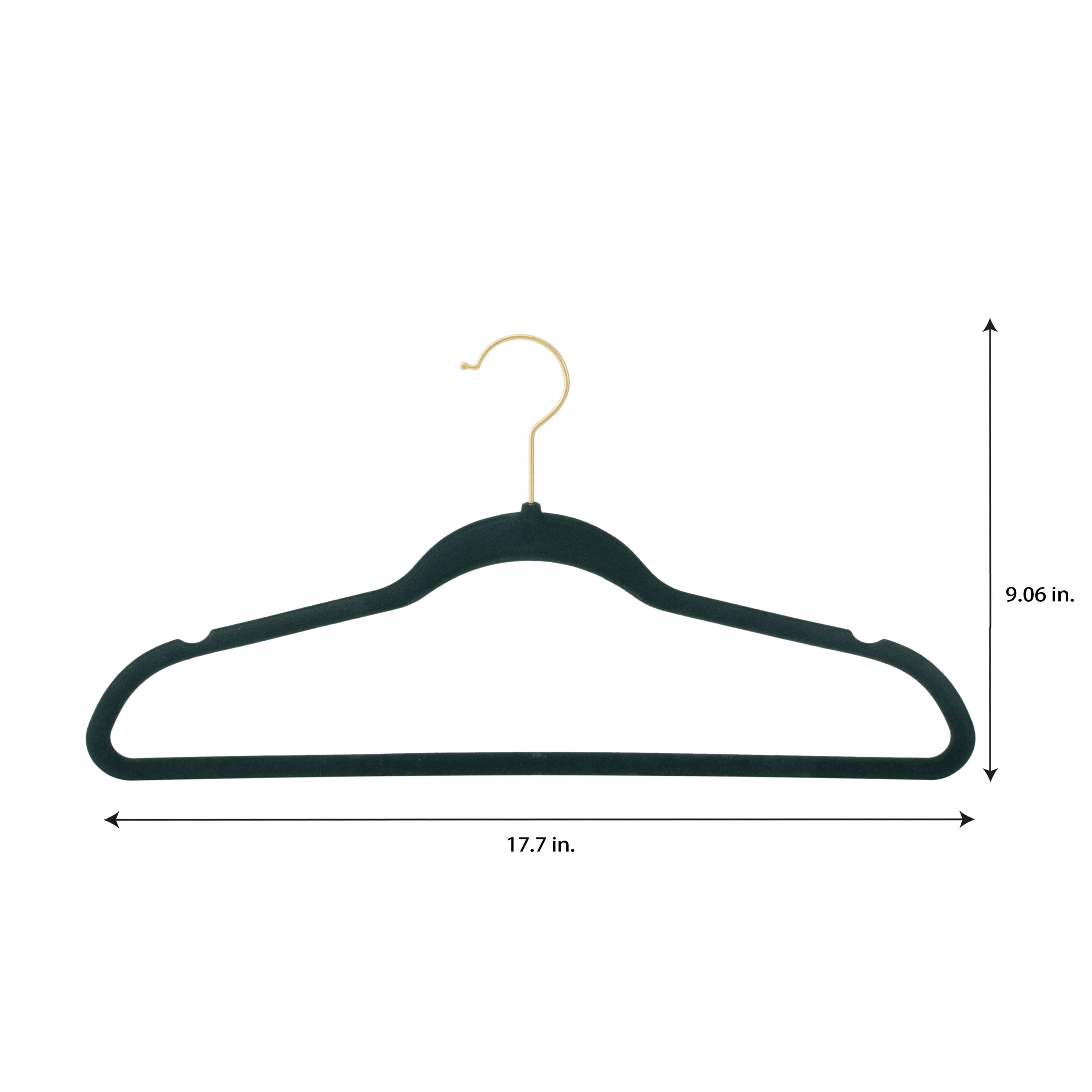 Simplify 10 Pack Super Slim Velvet Hangers with Gold Hook in Emerald