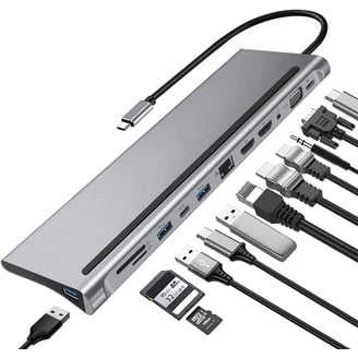 11 in 1 USB C Hub Adapter with HDMI, VGA, 4 USB, Type C, SD/TF Reader