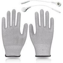 Pair of Conductive Silver Fiber Gloves Grounding Massage Gloves Static Relief Pressure Touch Screen with Includes Grounding Wire