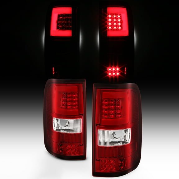 AKKON - For 2004 2005 2006 2007 2008 Ford F150 LED Tube Red Clear Tail Lights Brake Lamps Replacement Set