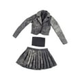 thumbnail image 1 of Conjunto de chaqueta corta, falda plisada y top de tubo a escala 1/6, accesorios suaves y portátiles. Gris negro, 1 of 9