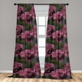 thumbnail image 2 of Rose Window Curtains, Romantic Themed Pattern of Watercolor Splash Style Flowers Print, Lightweight Decor 2-Panel Set with Rod Pocket, Pair of - 28"x84", Eggplant Evergreen and Pink, by Ambesonne, 2 of 3