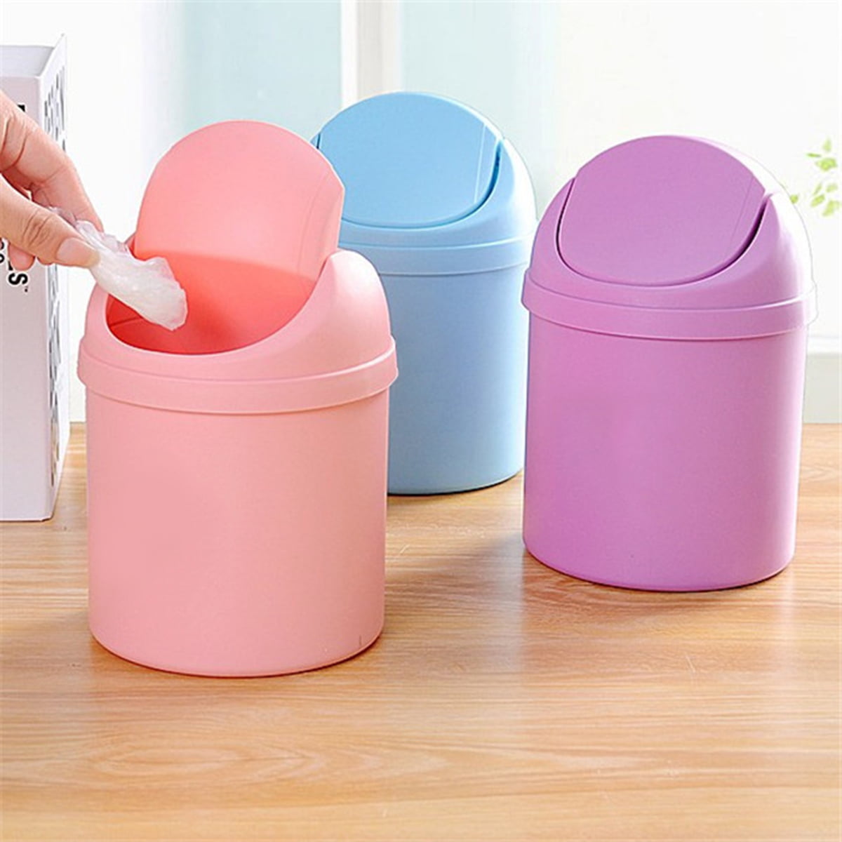 Tomaibaby Mini Table Trash Can Small Trash Bin Counter Top Garbage Bin with Swing Lid for Table Desktop Office Kitchen 