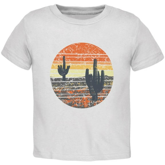 Vintage Cactus Sunset Toddler T Shirt White 3T