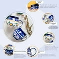 thumbnail image 4 of Personalized big Belly Cup，Hand-Painted Polish Pottery Coffee Mugs, 14 oz, Blue and White Floral Hearts Design, 4 of 4