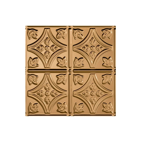 Fasade Easy Installation Traditional 1 Polished Copper Glue Up Ceiling Tile/ Ceiling Panel (12" X 12" Sample)